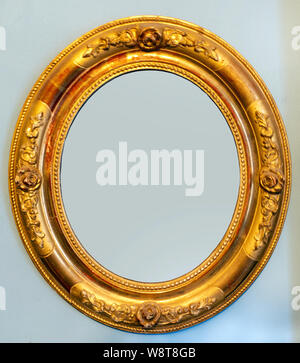 Oval Gold gilt empty picture frame Stock Photo
