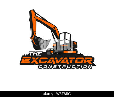 Excavator logo template vector. Heavy equipment logo vector for construction company. Creative excavator illustration for logo template. Stock Photo