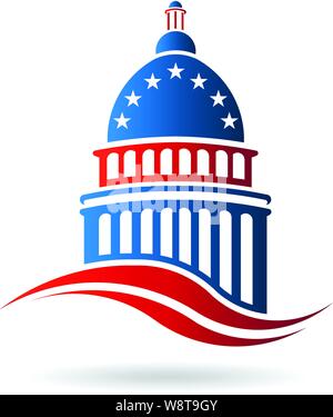 Capitol building in red white and blue Stock Vector