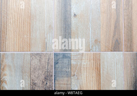 Beige and brown floor tiles with wooden look – suitable as a background Stock Photo