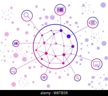 Artificial intelligence services: image and voice recognition, text analysis, search engine Stock Vector