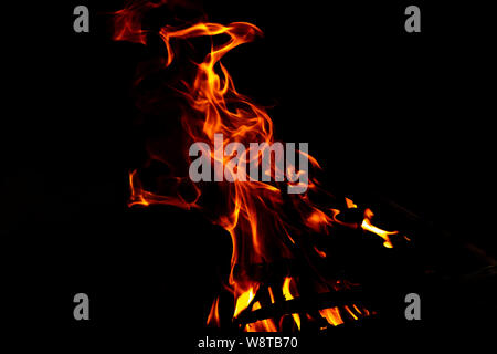 Fire flames on a black background abstract. Stock Photo