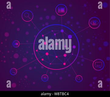 Artificial intelligence services: image and voice recognition, text analysis, search engine Stock Vector