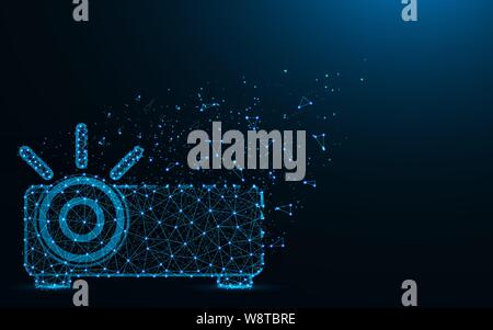 Projector low poly design, optical instrument abstract geometric image, projection apparatus wireframe mesh polygonal vector illustration made from po Stock Vector