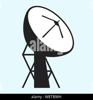 Vector illustration. Parabolic antenna icon in black isolated. Geometric forms. Stock Vector