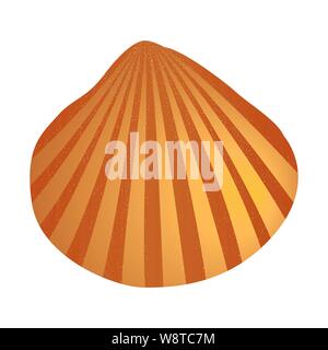 Golden seashell sprinkled with sequins. Isolated vector illustration Stock Vector