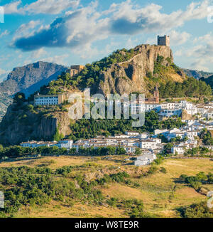 Panoramic sight of the beautiful Zahara de la Sierra, province of Cadiz, Andalusia, Spain. Stock Photo