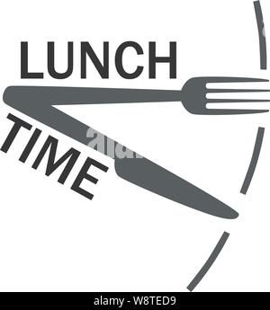 Lunch time text with fork and knife. Isolated icon Stock Vector