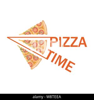 Three pizza slices. Pizza time. Isolated icon Stock Vector
