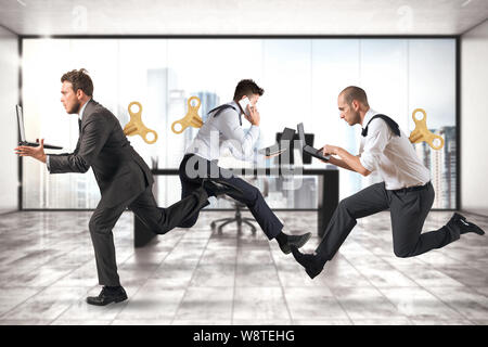 Businessmen run for work without getting tired with extra energy Stock Photo