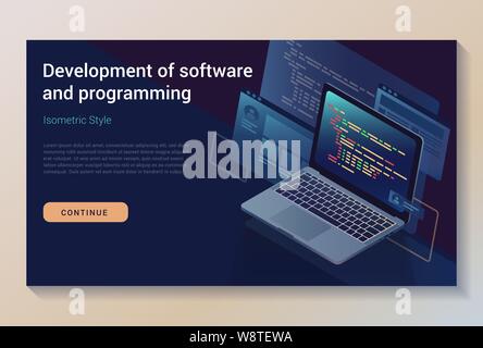 Laptop monitor with infographic elements. Stock Vector
