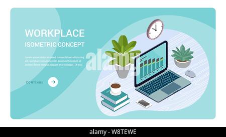 Laptop monitor with infographic elements. Stock Vector