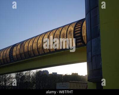 elevated pedestrian crossing over Moscow ring road, Moscow Stock Photo