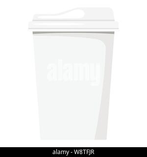 Isolated on white background white disposable kraft paper coffee cup with plastic cap, front view, mockup and template Stock Vector