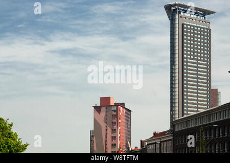 The Dutch take on The Flatiron (De Strijkijzer) Building on New York’s 175 Fifth Avenue and completed in 1902. The Hague Tower constructed between 200 Stock Photo