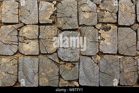pavement texture made of wooden blocks Stock Photo
