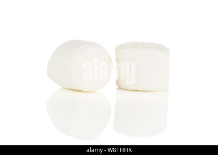 Group of two whole white sweet fluffy marshmallow isolated on white background Stock Photo