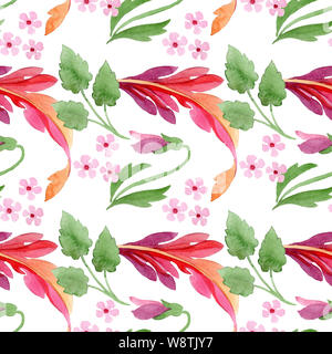 Ornament with pansies floral botanical flowers. Watercolor background illustration set. Seamless background pattern. Stock Photo