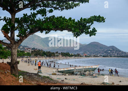 Sunday afternoon on Lumley Beach, Freetown, Sierra Leone in 2014 Stock Photo