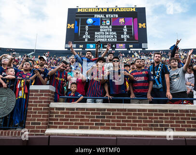 August 10, 2019, Ann Arbor, Michigan, USA: Fans after the match between SSC Napoli and FC Barcelona at Michigan Stadium. Barcelona won the match 4-0. (Credit Image: © Scott Hasse/ZUMA Wire) Stock Photo