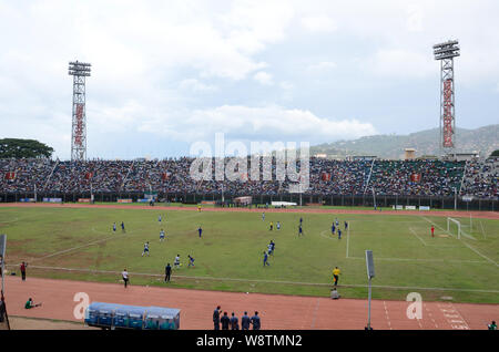 International football match in Freetown, Sierra Leone vs Swaziland in 2014 Stock Photo