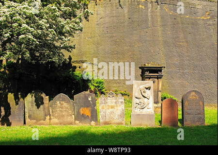 Old gravestones in St James' Garden in the grounds of Liverpool Anglican Cathedral Stock Photo