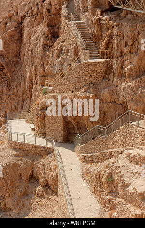 Walkway at the Masada ruins - an ancient fortress on the eastern edge of the Judean desert, Israel Stock Photo