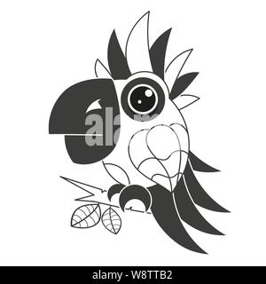 Parrot Icon Isolated On White Background. Design For Greeting Card, Decorative Textile Stock Vector