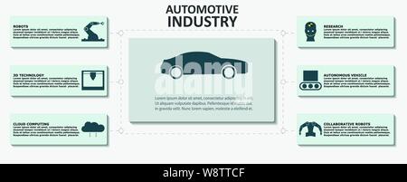 Car manufacturing infographic, vector illustration with car manufacturing symbols Stock Vector