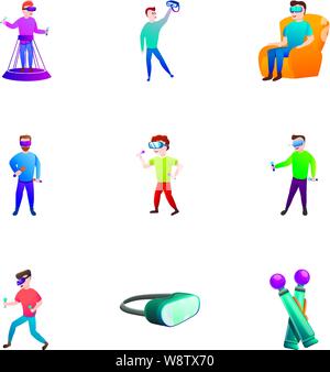 Smart vr goggles icon set. Cartoon set of 9 smart vr goggles vector icons for web design isolated on white background Stock Vector