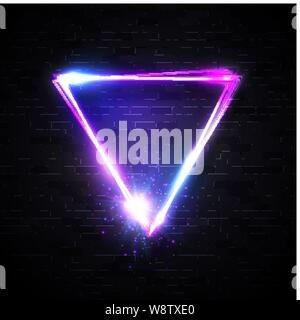 Neon abstract triangle star explosion particles. Stock Vector