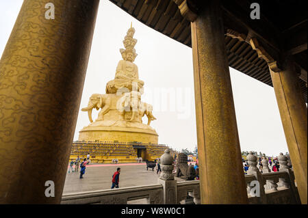 Massive statue of Samantabhadra at the summit of Mount Emei, Emei Shan, Sichuan Province, China, Asia Stock Photo