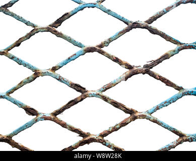 Isolated Grungy Old Rusty Chain Link Fence On White Background Stock Photo