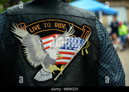 Live To Ride Bald Eagle Iron On Patch