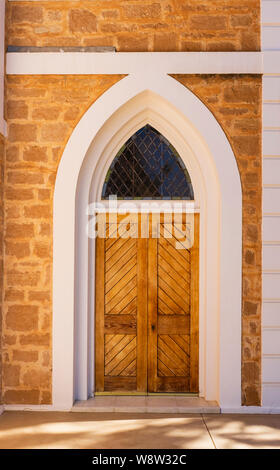 Door of historic Lutheran church located at Bookpurnong South Australia, Australia Stock Photo
