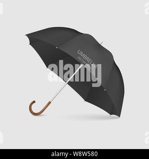Vector 3d Realistic Render White Blank Umbrella Icon Closeup Isolated on White Background. Design Template of Opened Parasol for Mock-up, Branding Stock Vector