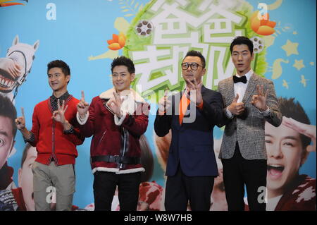 (From left) Former Chinese Olympic diving champion Tian Liang, Taiwanese singer and actor Jimmy Lin, Chinese actor Guo Tao and model Zhang Liang pose Stock Photo