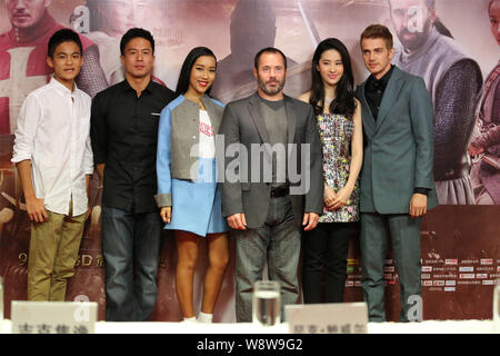 (From left) Chinese actor Su Jiahang, Hong Kong actor Andy On, Chinese singer Jike Junyi, American director Nick Powell, Chinese actress Liu Yifei and Stock Photo