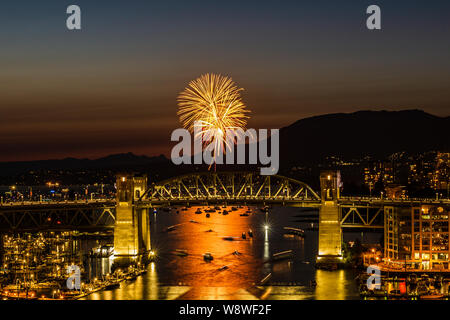 VANCOUVER, CANADA - AUGUST 3, 2019: Honda Celebration of Light Croatia team perform fireworks in Vancouver. Stock Photo