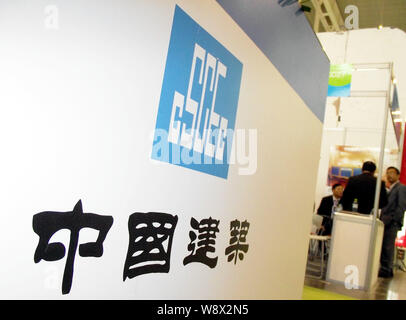 --FILE--People visit the stand of CSCEC (China State Construction Engineering Corporation) during an exhibition in Nanjing city, east Chinas Jiangsu p Stock Photo