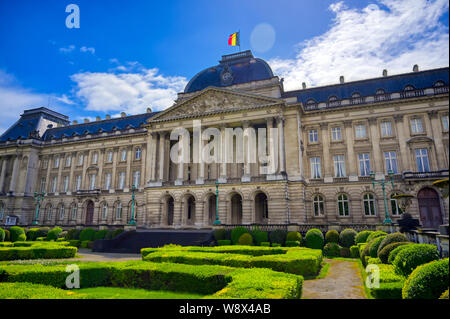 The Royal Palace of Brussels is the official palace of the King and Queen of the Belgians in the center of the nation's capital of Brussels, Belgium. Stock Photo