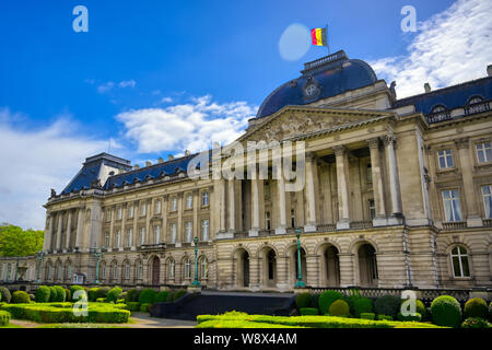 The Royal Palace of Brussels is the official palace of the King and Queen of the Belgians in the center of the nation's capital of Brussels, Belgium. Stock Photo