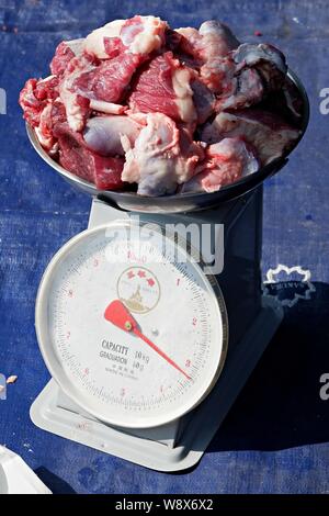https://l450v.alamy.com/450v/w8x6x2/a-pile-of-fatty-meat-is-weighed-on-an-analog-weight-scale-w8x6x2.jpg