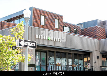 Aspen, USA - June 27, 2019: Town in Colorado with Native Roots Marijuana Dispensary in luxury expensive famous city during summer day Stock Photo