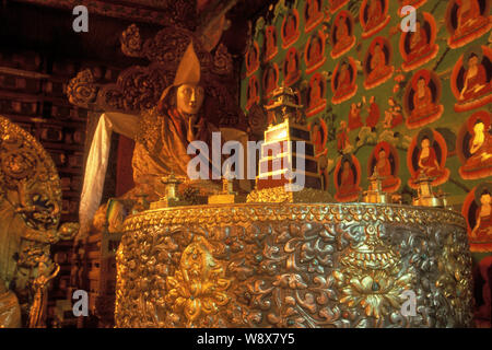 View of a Buddha sculpture at the Potala Palace in Lhasa, southwest Chinas Tibet Autonomous Region. Stock Photo