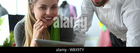 Modern Technology in Dressmaking Sewing Service Stock Photo
