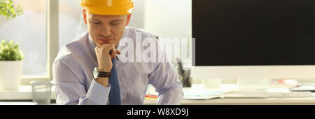 Handsome Architect Interior Blueprint Renovation Stock Photo