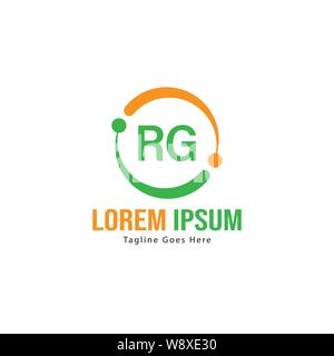 Initial RG logo template with modern frame. Minimalist RG letter logo vector illustration design Stock Vector