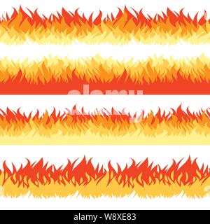 Red fire seamless borders Stock Vector