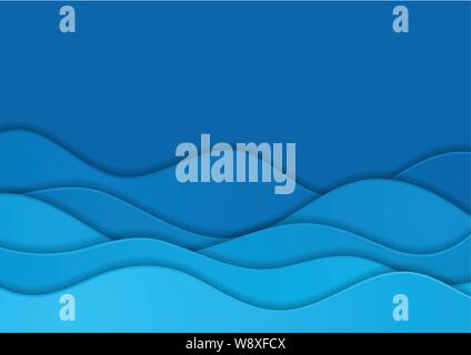 Bright blue corporate elegant waves abstract background. Vector design Stock Vector